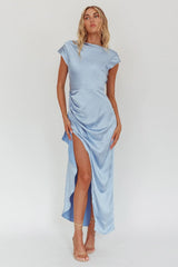Grecian Cap Sleeve Cowl Back Dress Midnight