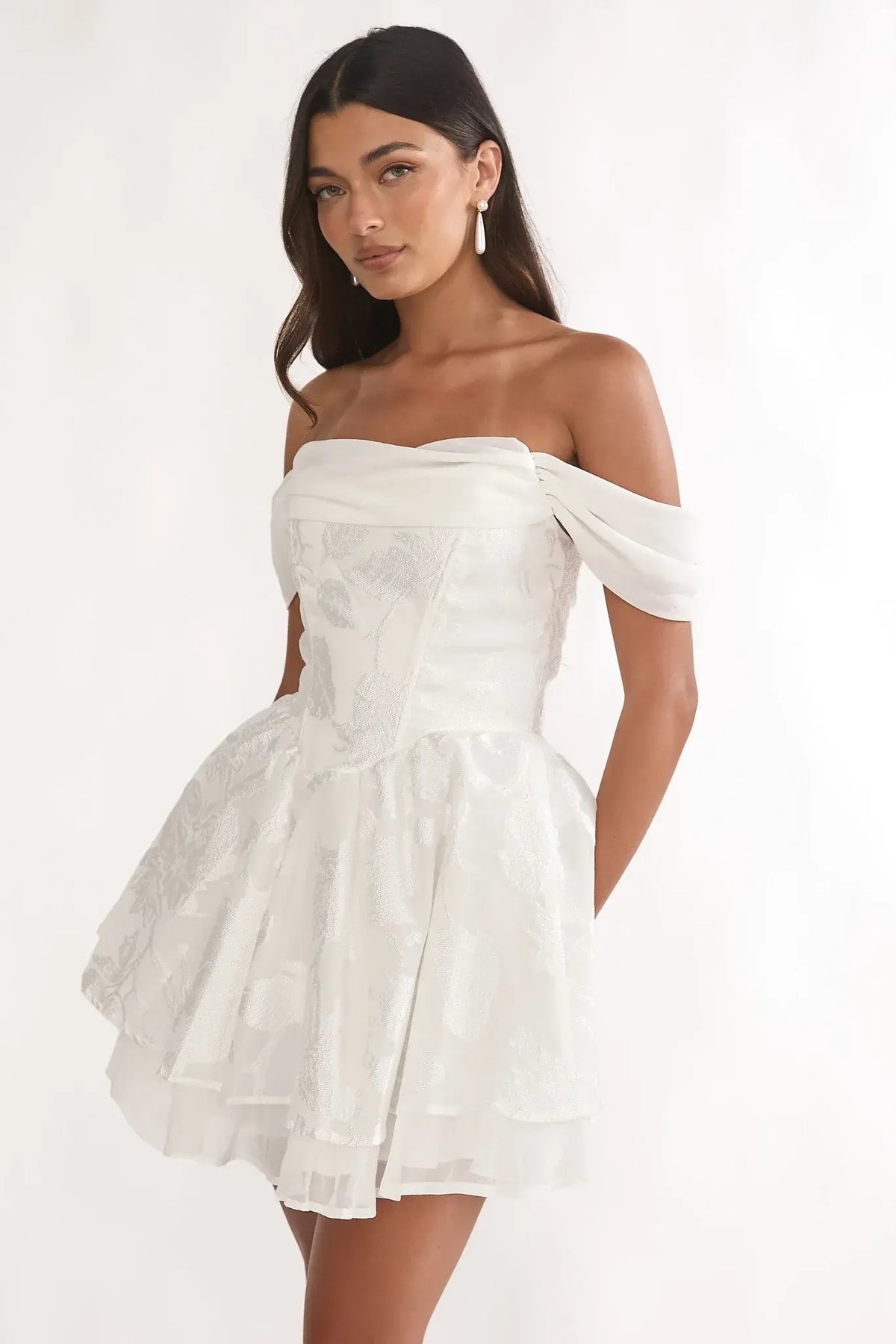 Lusting Off Shoulder Mini Dress White