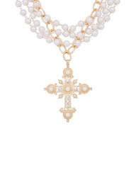 Pearl Cross Layered Necklace